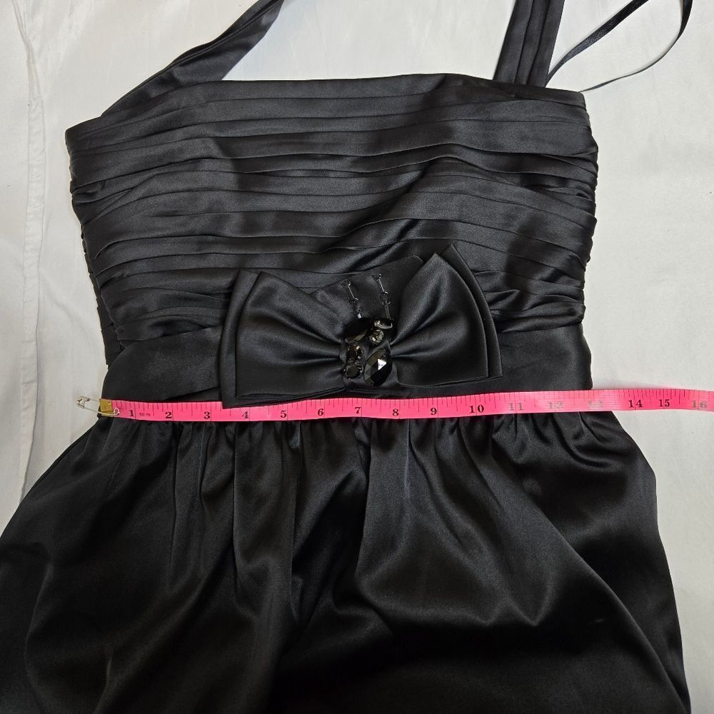 WHBM black satin halter top fit and flare jeweled tulle formal cocktail dress 4 - Picture 11 of 13